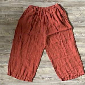 Flax Linen Pocketed Ankle Pant in Rust